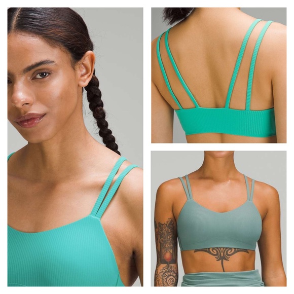 LULULEMON Green Like A Cloud Ribbed Bra Light Support Molded Foam Cups - Picture 1 of 10